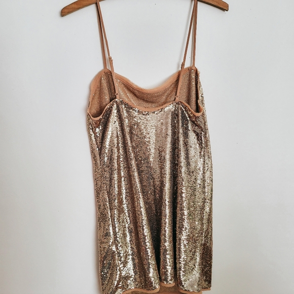 Free People Intimately gold sequin mini dress, size M - Picture 5 of 7
